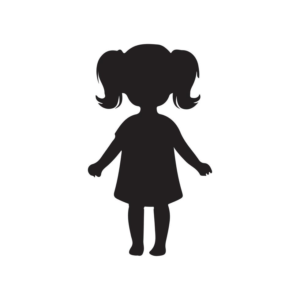 Silhouette of a little girl in a dress vector