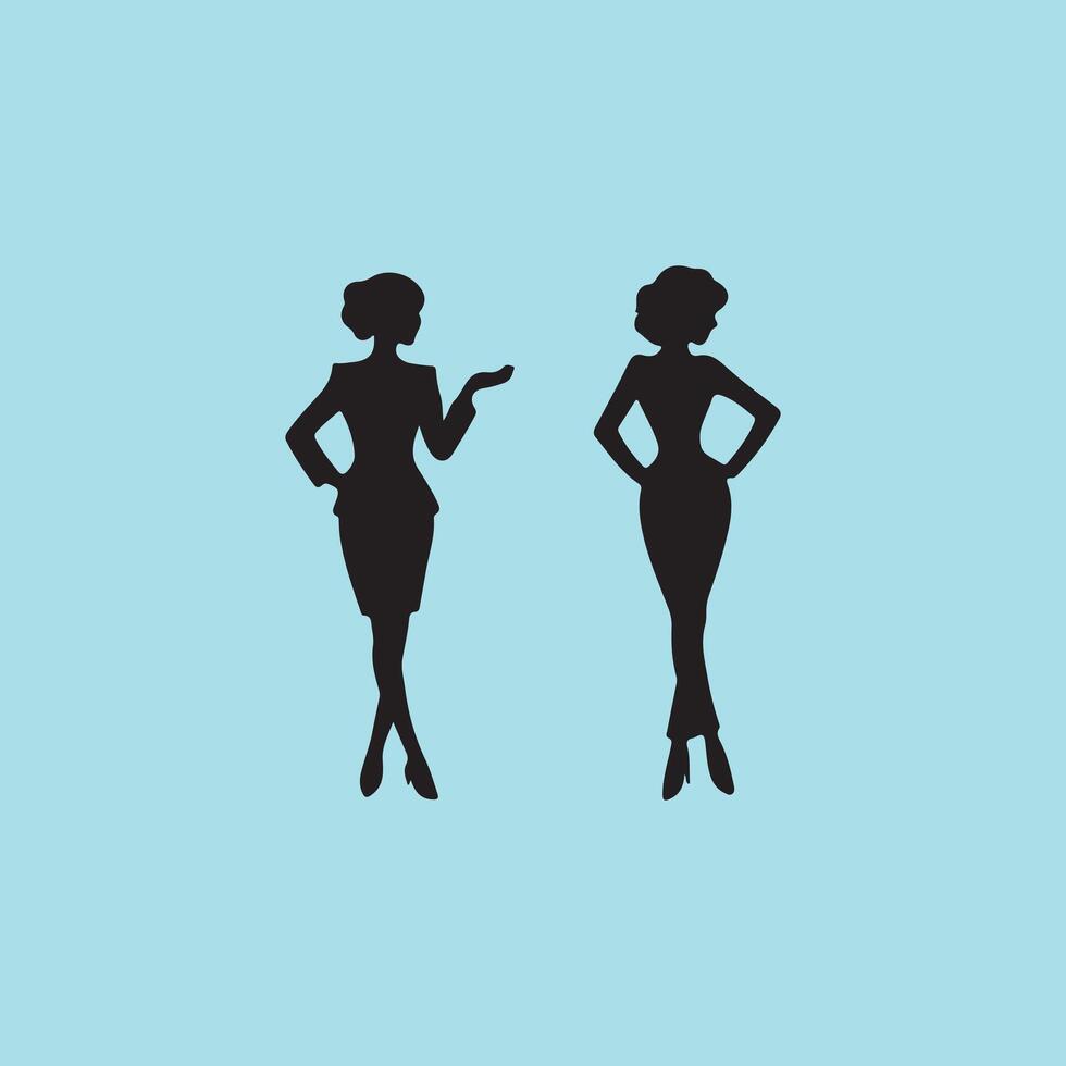 Two women in business attire are standing next to each other vector