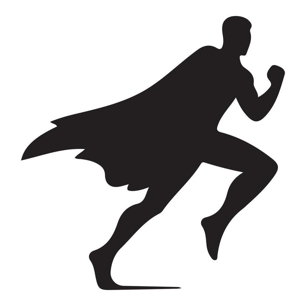 Silhouette of a superhero running vector
