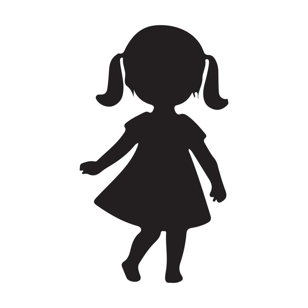 Silhouette of a little girl in a dress vector