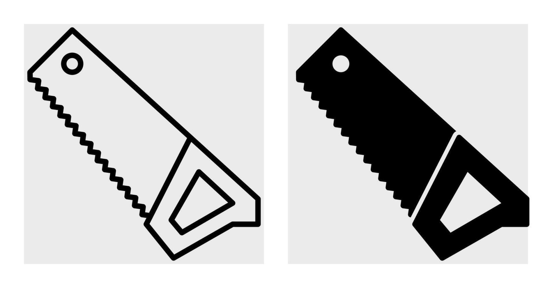A black and white illustration of a saw and a white one vector