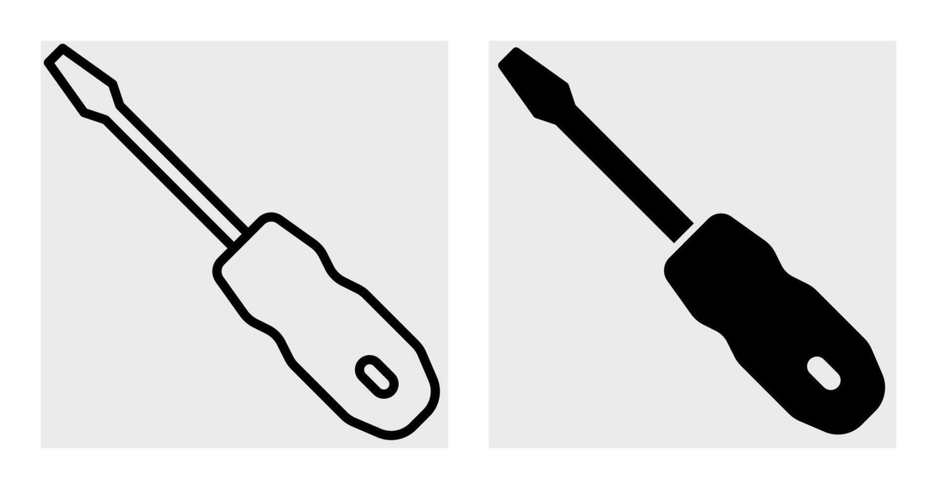 A black and white illustration of a screwdriver vector