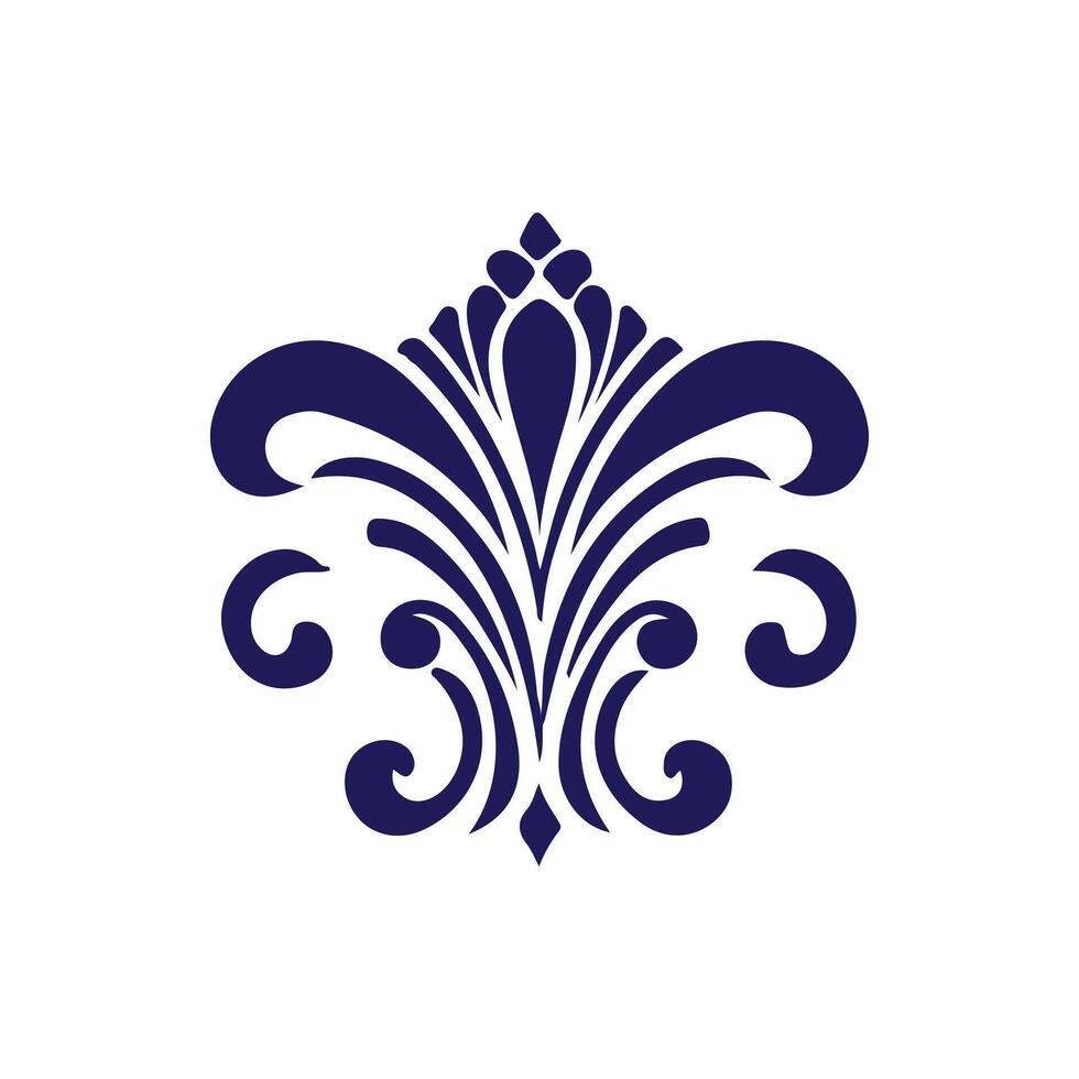 A blue and white logo with a flower design vector