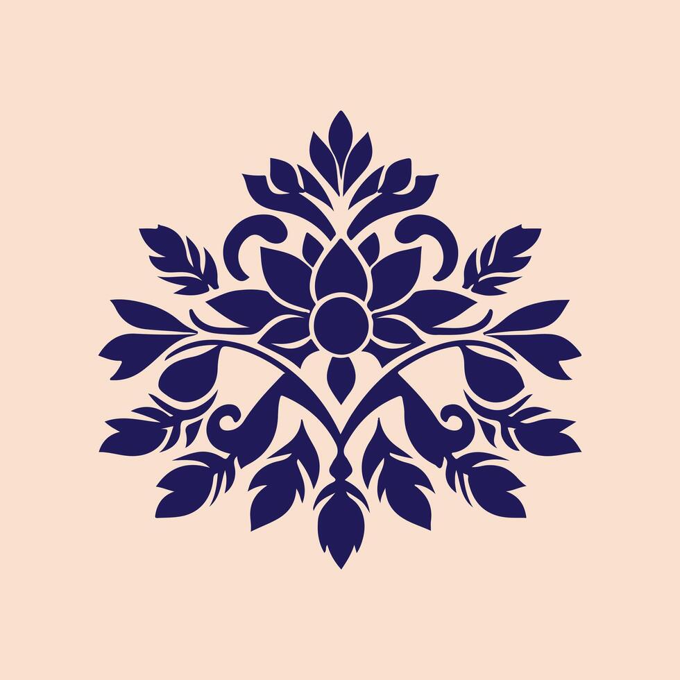 A blue floral design on a beige background vector