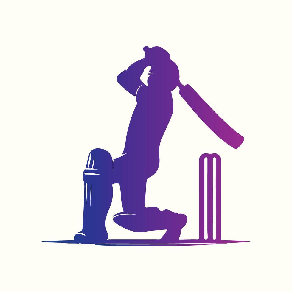 Cricket player silhouette illustration vector