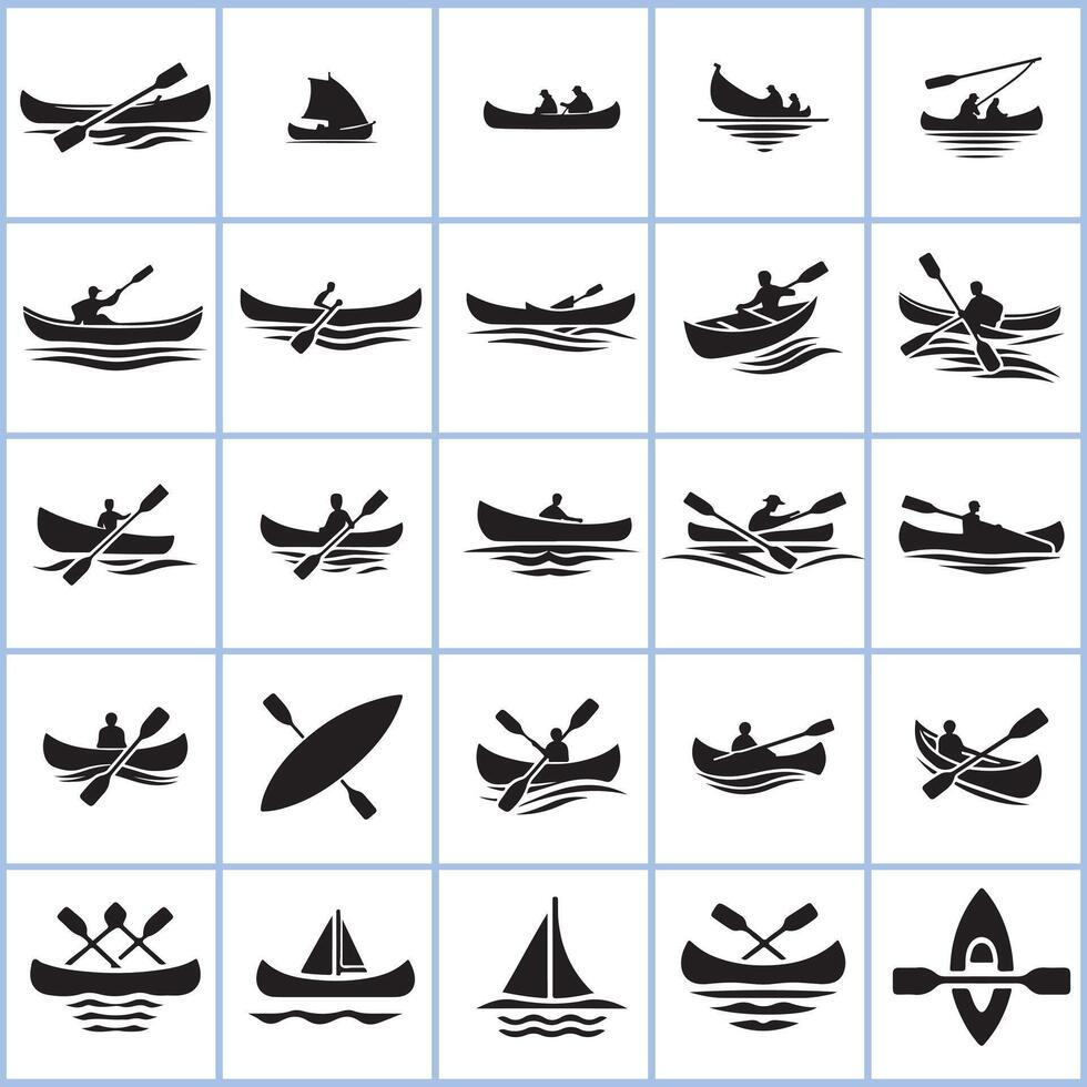 Creative Man with canoe ship silhouette design on a white background vector