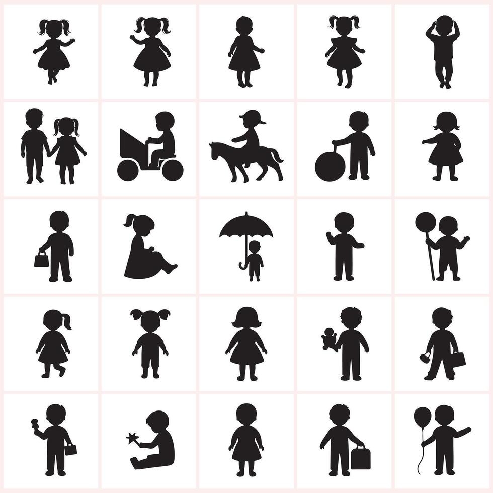 Creative children icons set silhouette design on a white background vector
