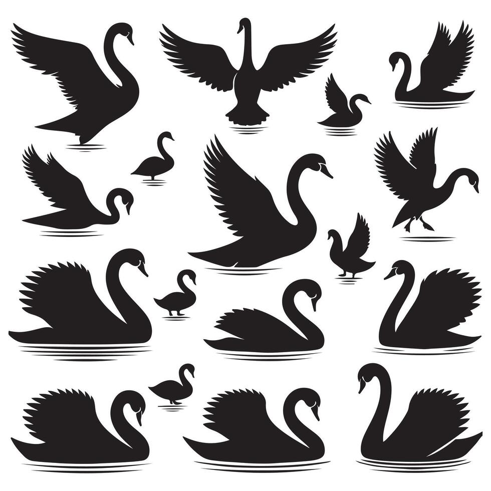 collection of an a duck silhouette design on a white background vector