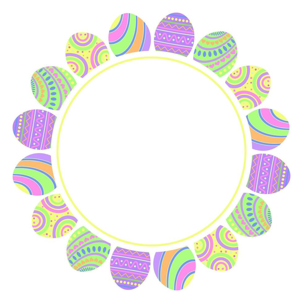 Spring Holiday Easter Eggs Wreath, Frame, Border vector