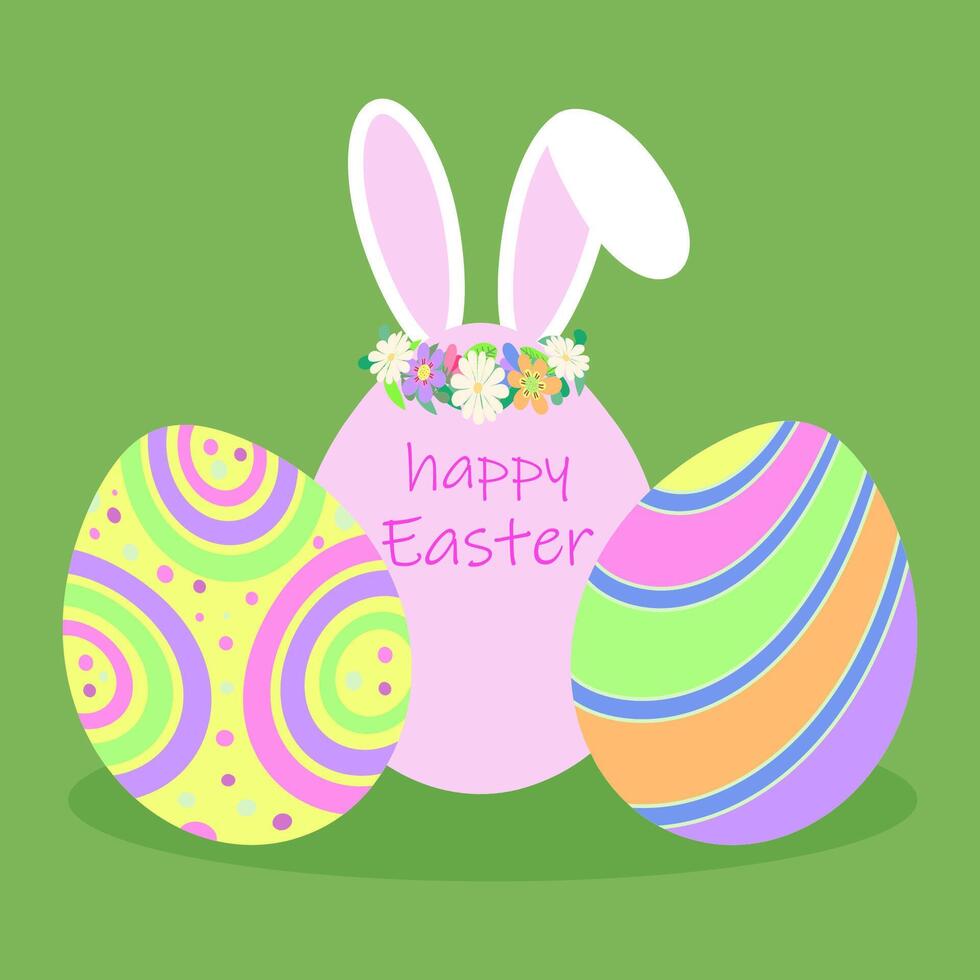 Bunny Ears Easter Eggs Spring Holiday Background vector