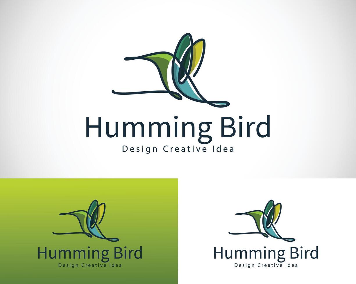 hummingbird bird logo icon line abstract outline illustration vector