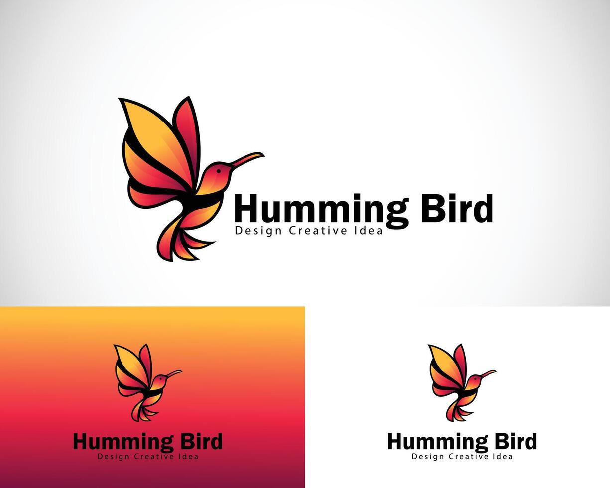 hummingbird logo creative design flying bird animal color gradient vector