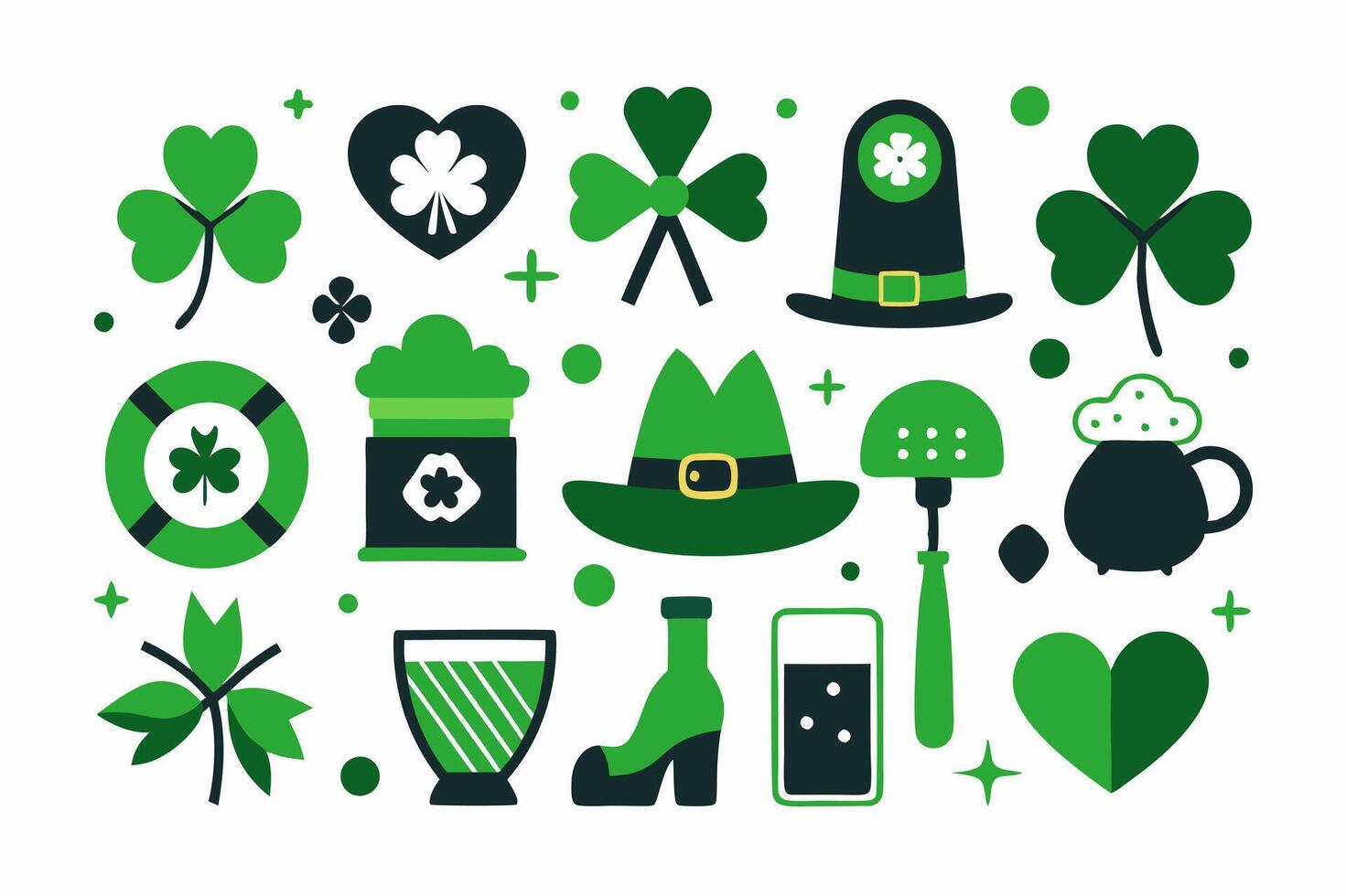 St patrick's day icons set vector