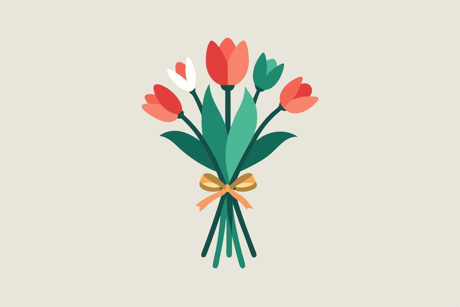 A bouquet of flowers with a ribbon on it vector