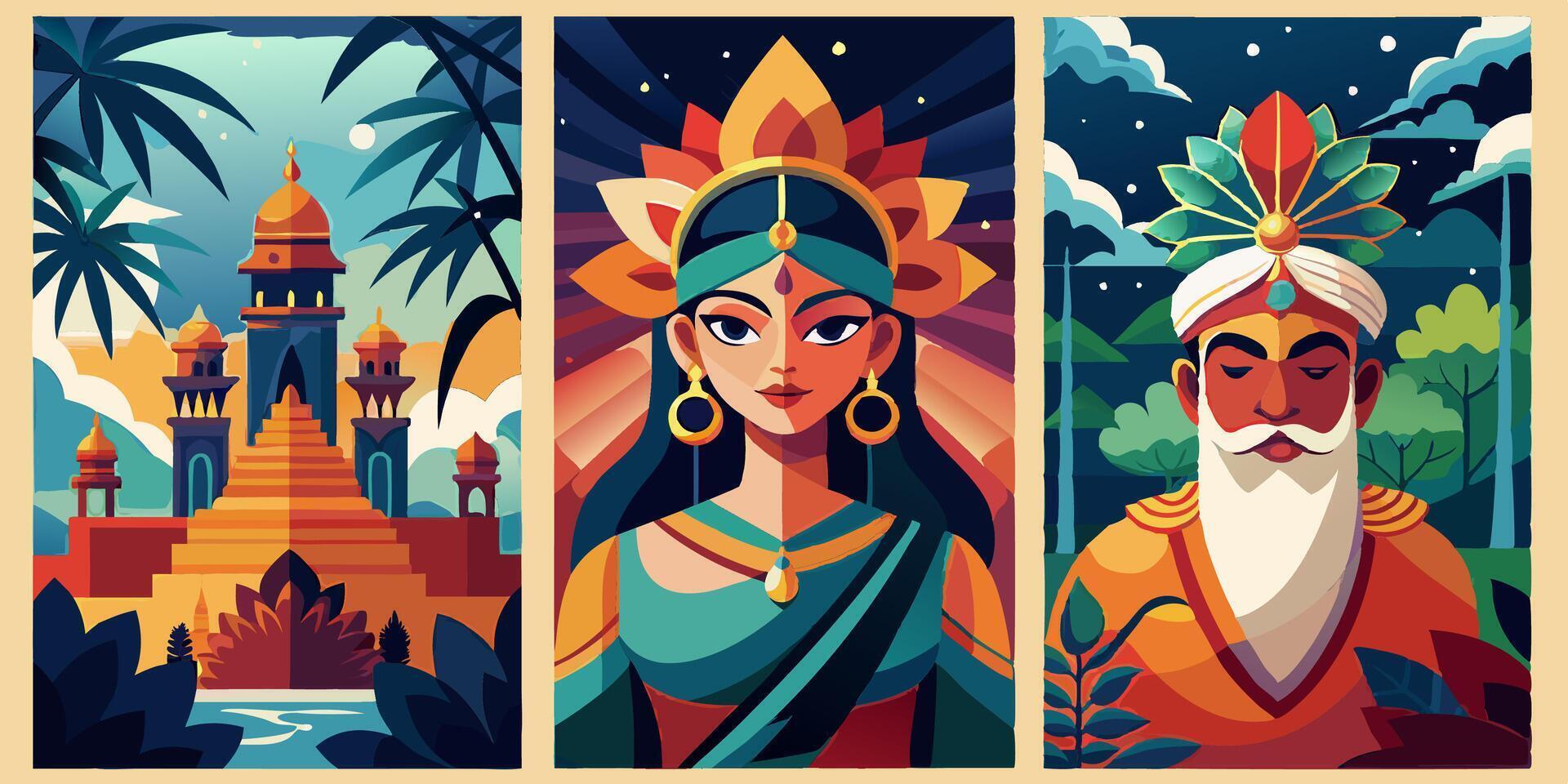A cartoon illustrating a man, a woman, and a castle vector