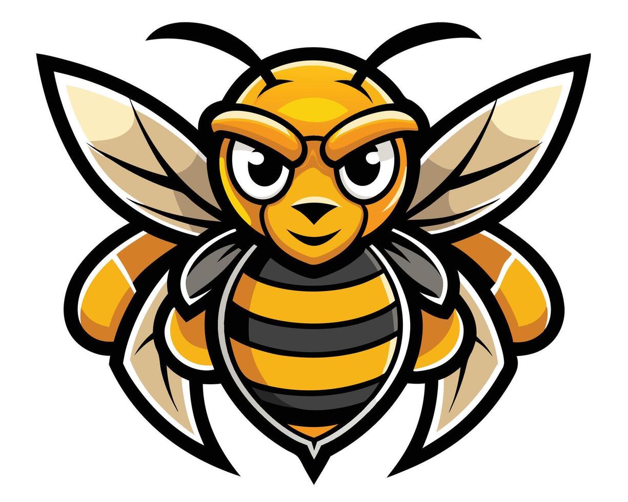 A cartoon bee mascot with black and yellow wings vector