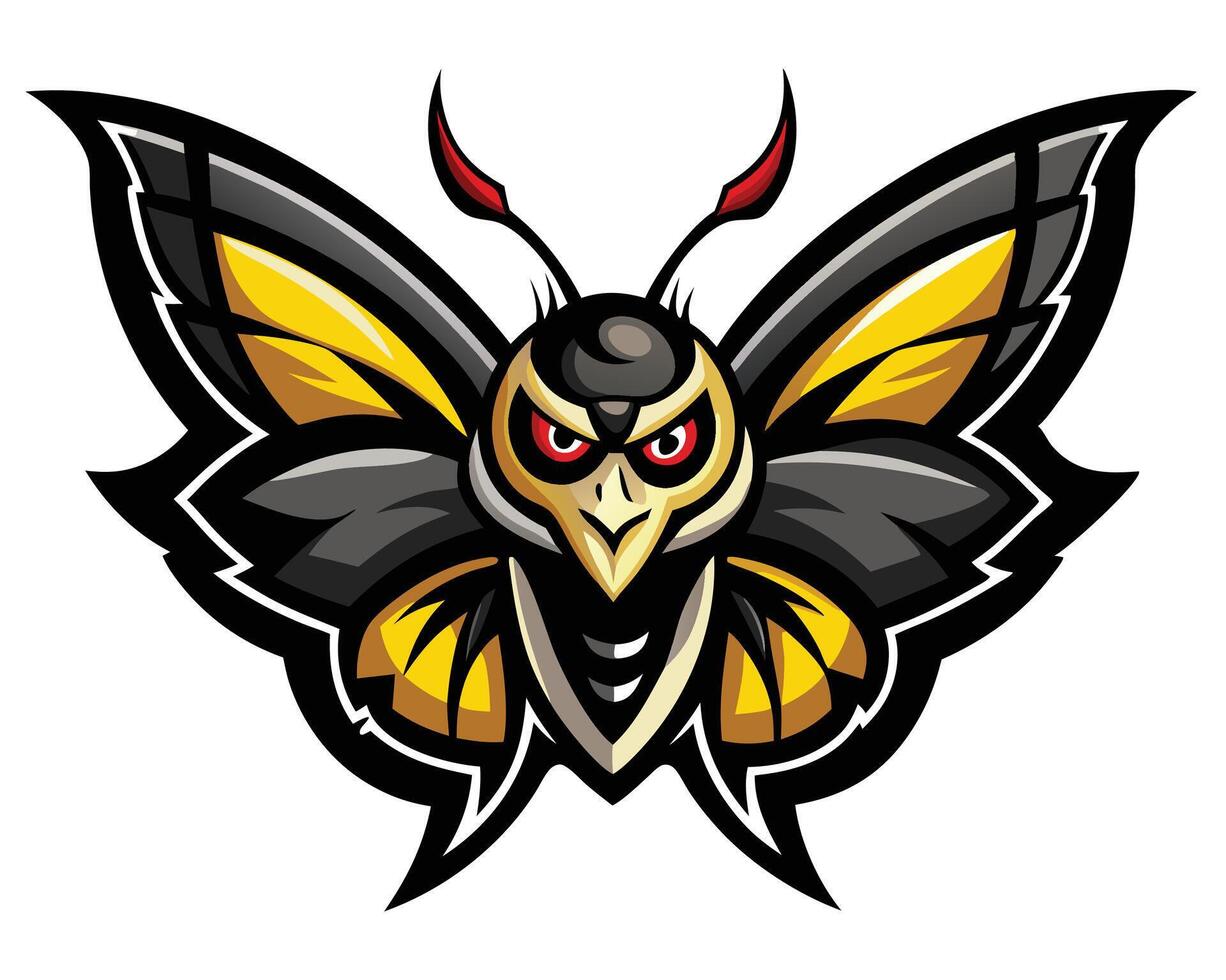 An angry black and yellow butterfly with red eyes vector