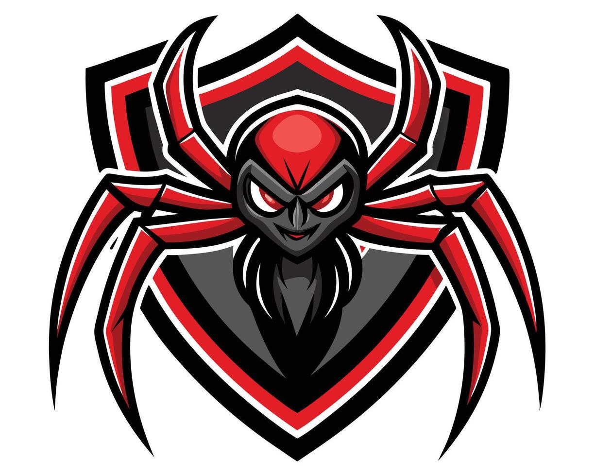 A red spider mascot on a shield vector