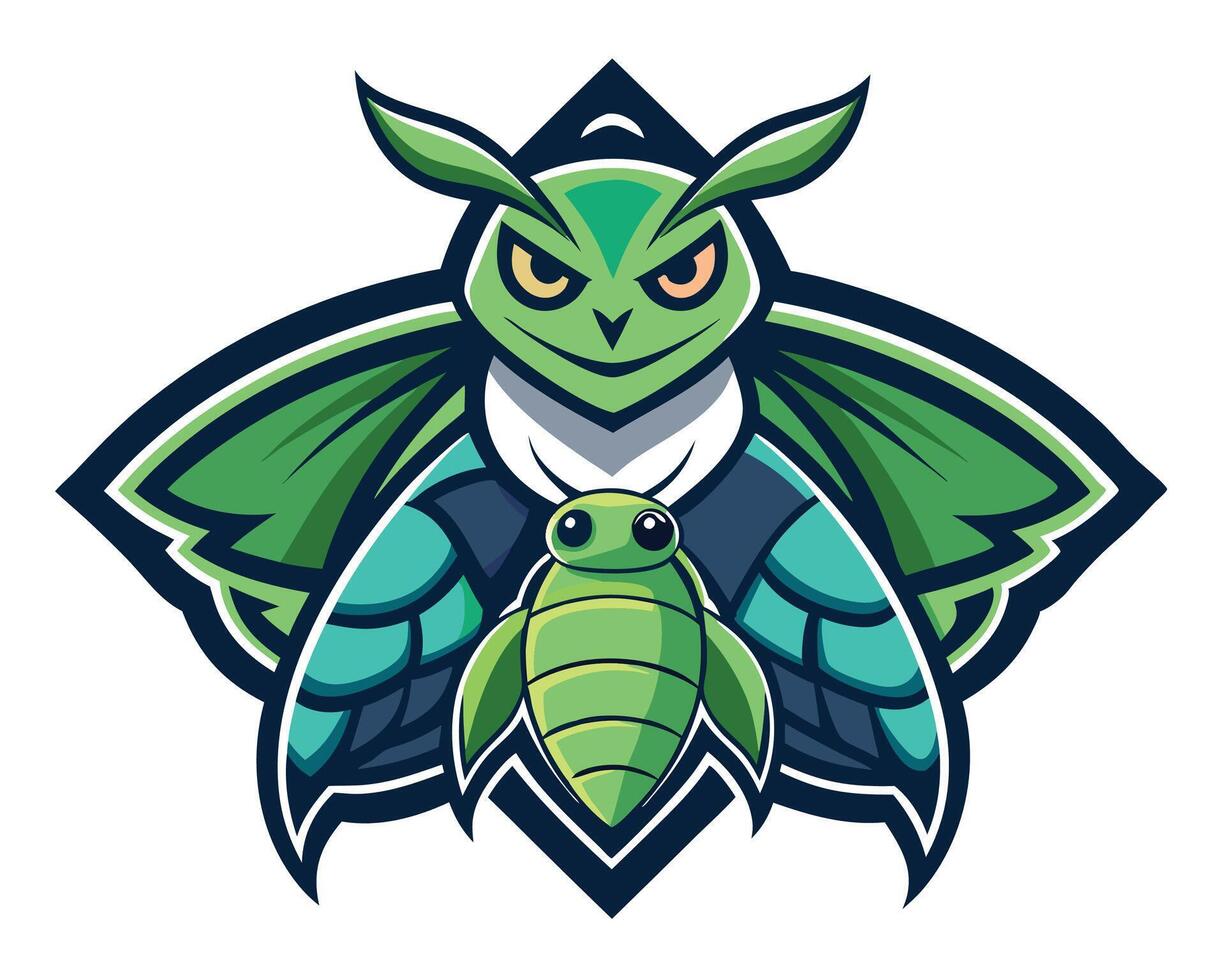 A moth with a green and blue wings vector