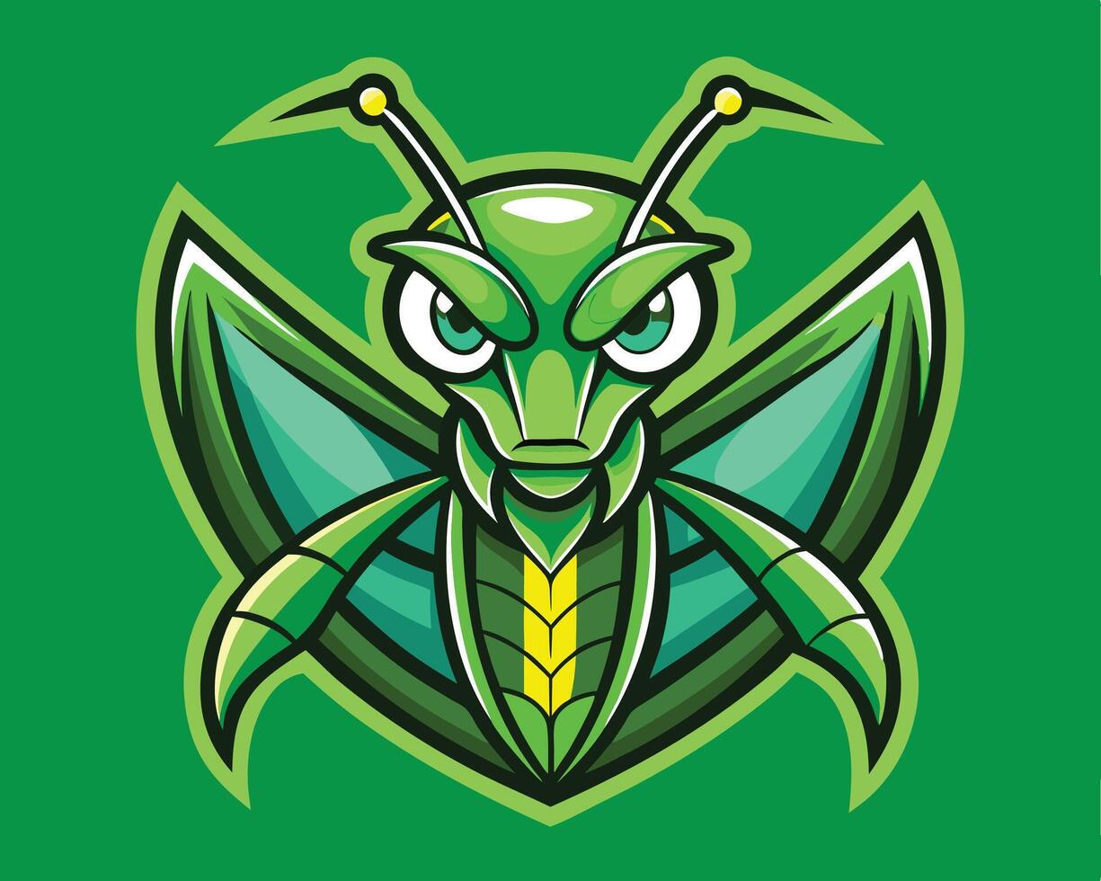 A green insect mascot with a yellow head vector