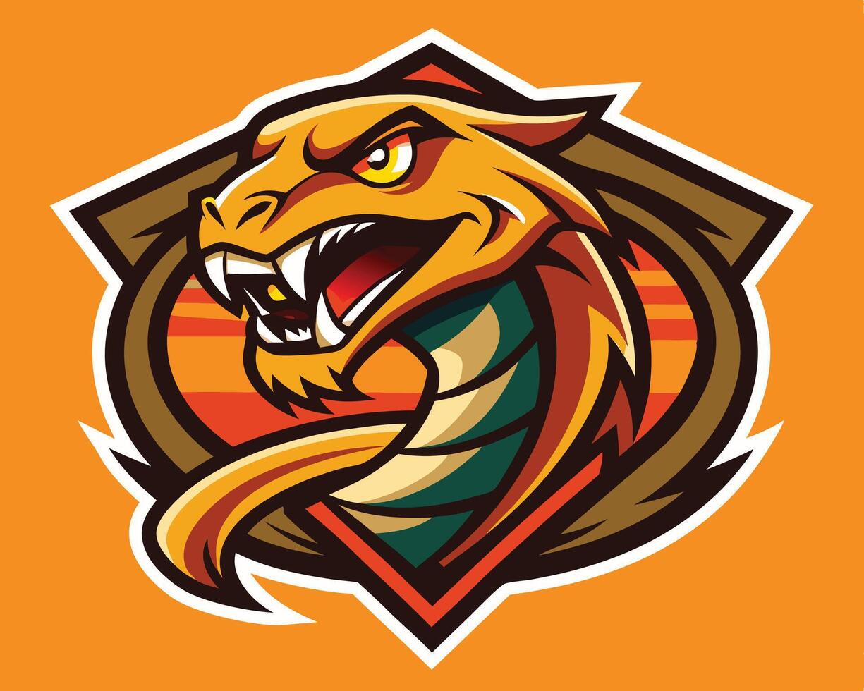 The mascot of a team is a snake with its mouth open vector