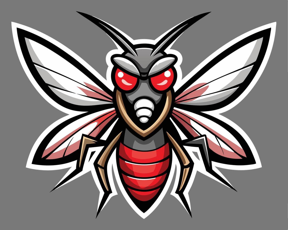 A red and black insect mascot with red eyes vector