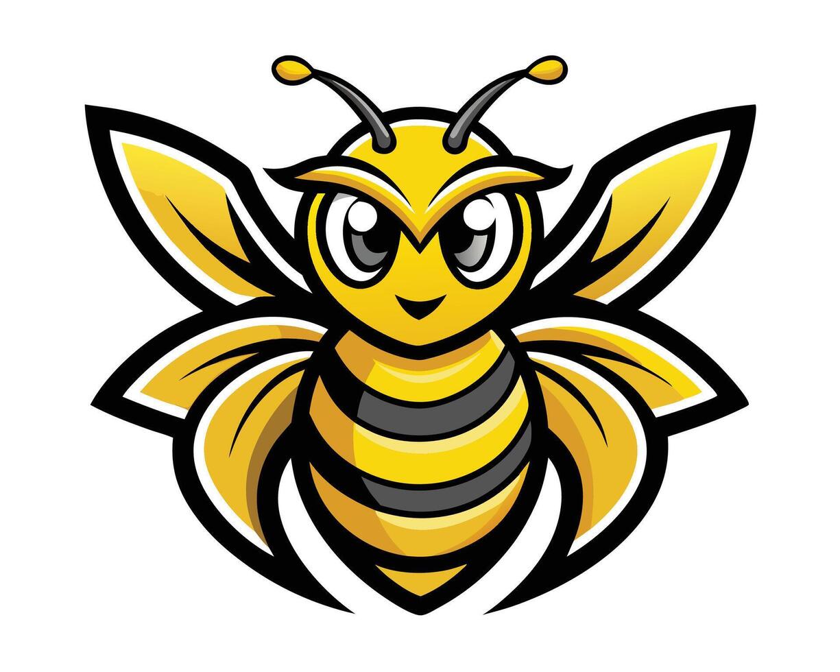 A cartoon bee mascot with a yellow face vector