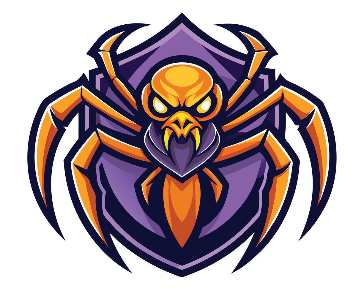 A spider mascot on a shield vector