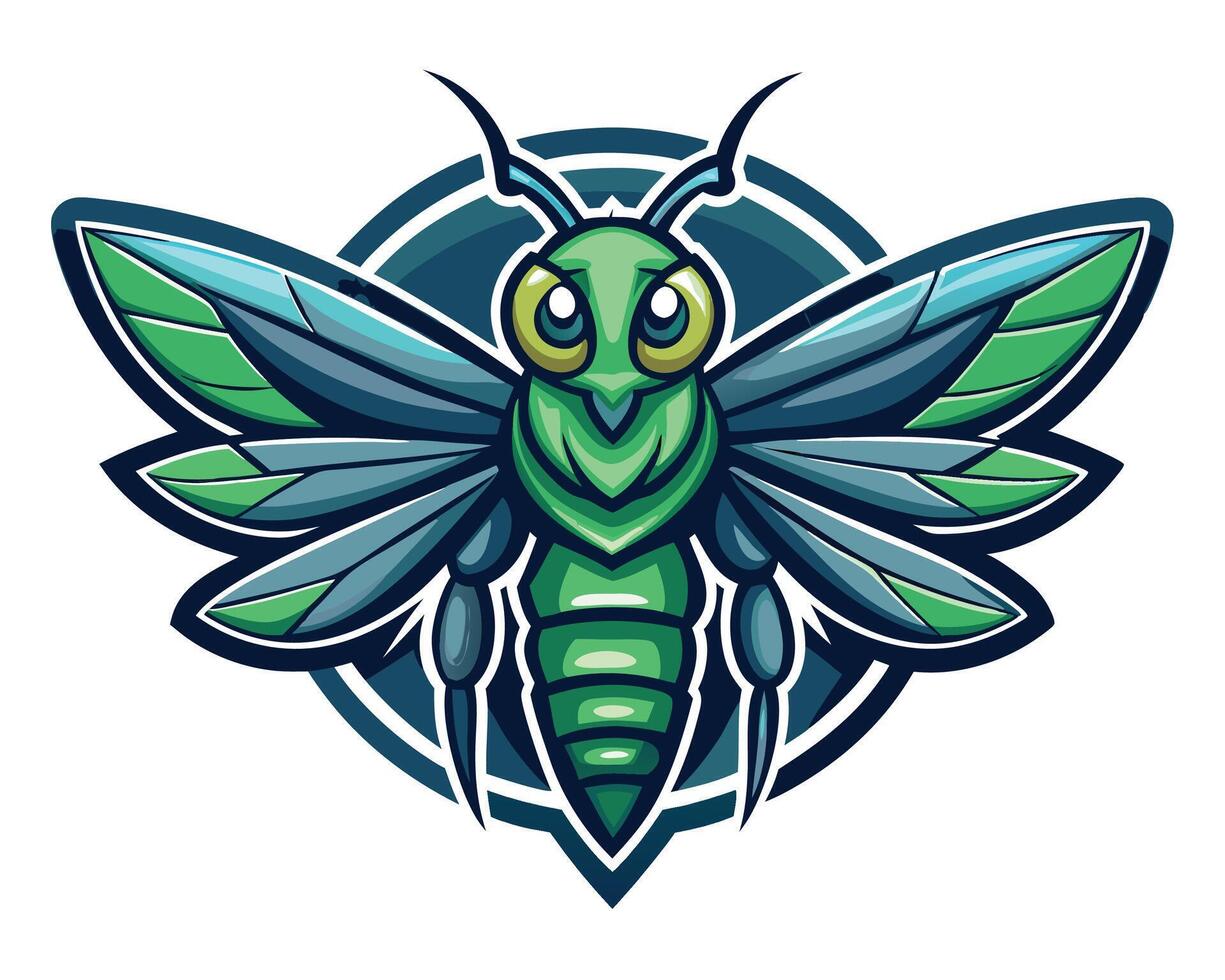 A green insect with large eyes and wings vector