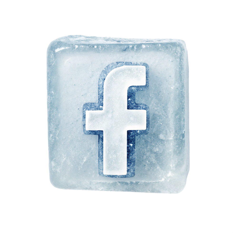 Facebook on ice Block unique style isolated on transparent background png