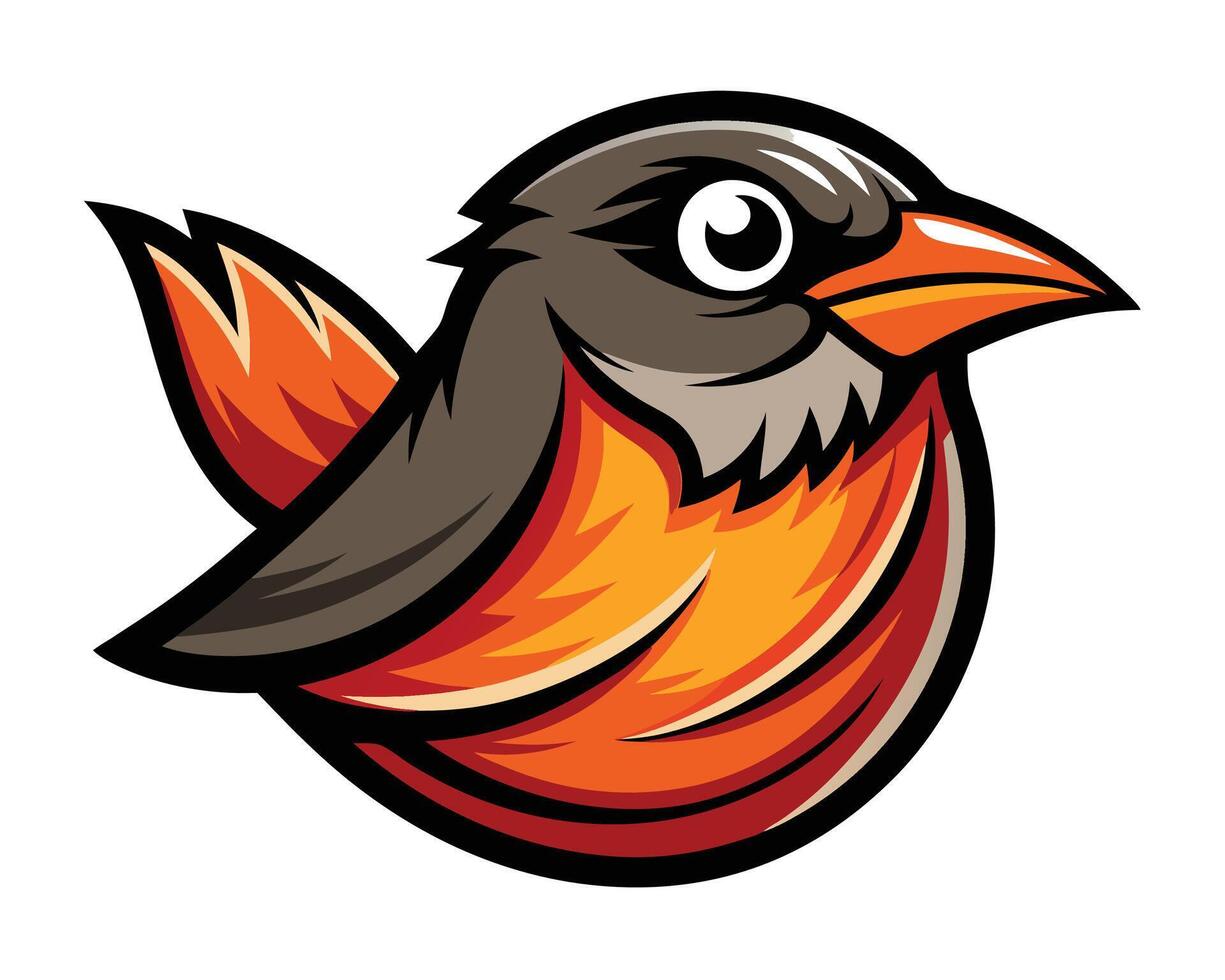 A cartoon bird with orange and black feathers vector