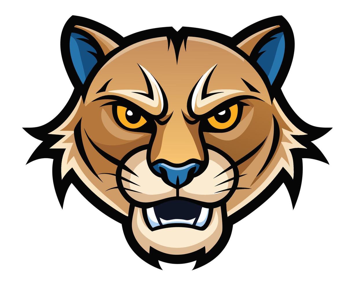 An angry cougar mascot head vector