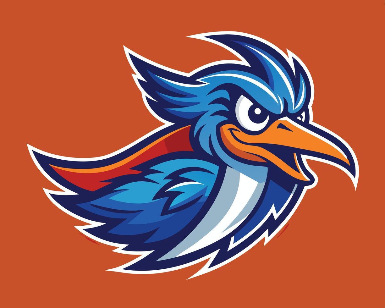 A blue bird with a red beak and blue feathers vector