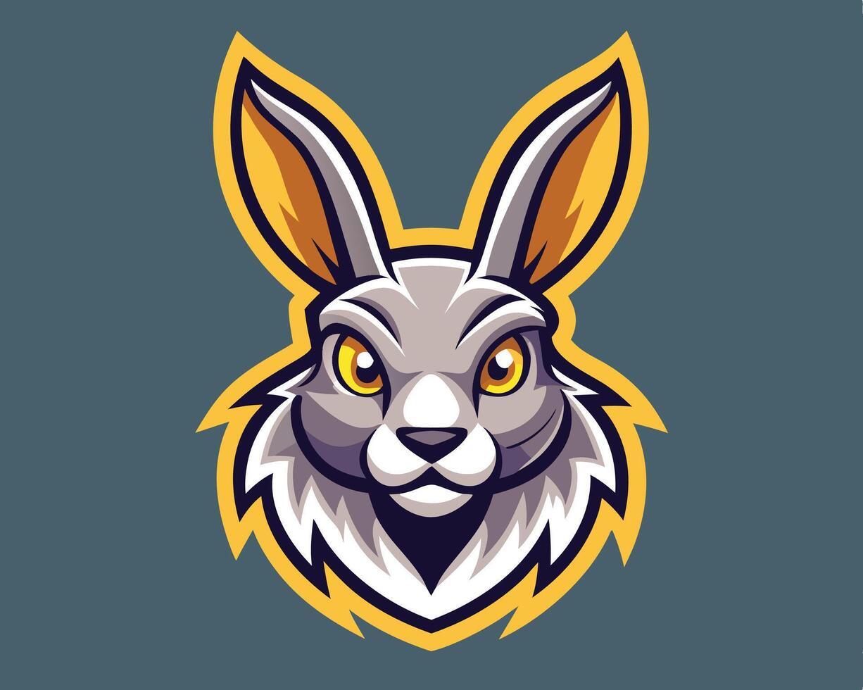 A rabbit head with yellow eyes on a dark background vector