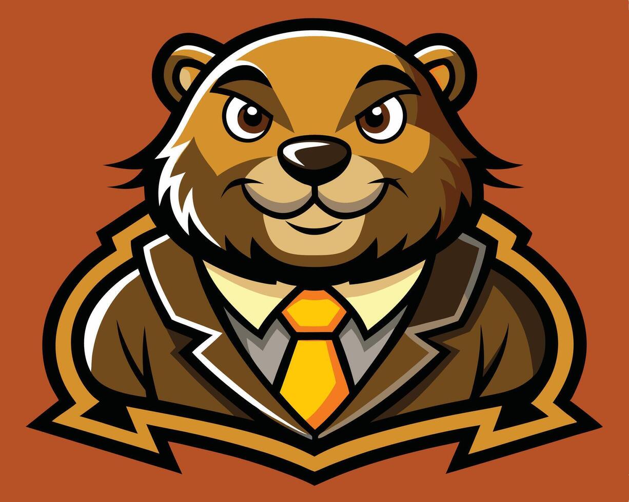 A cartoon groundhog wearing a suit and tie vector