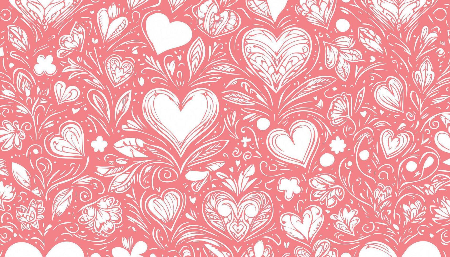 A pink and white background with hearts vector