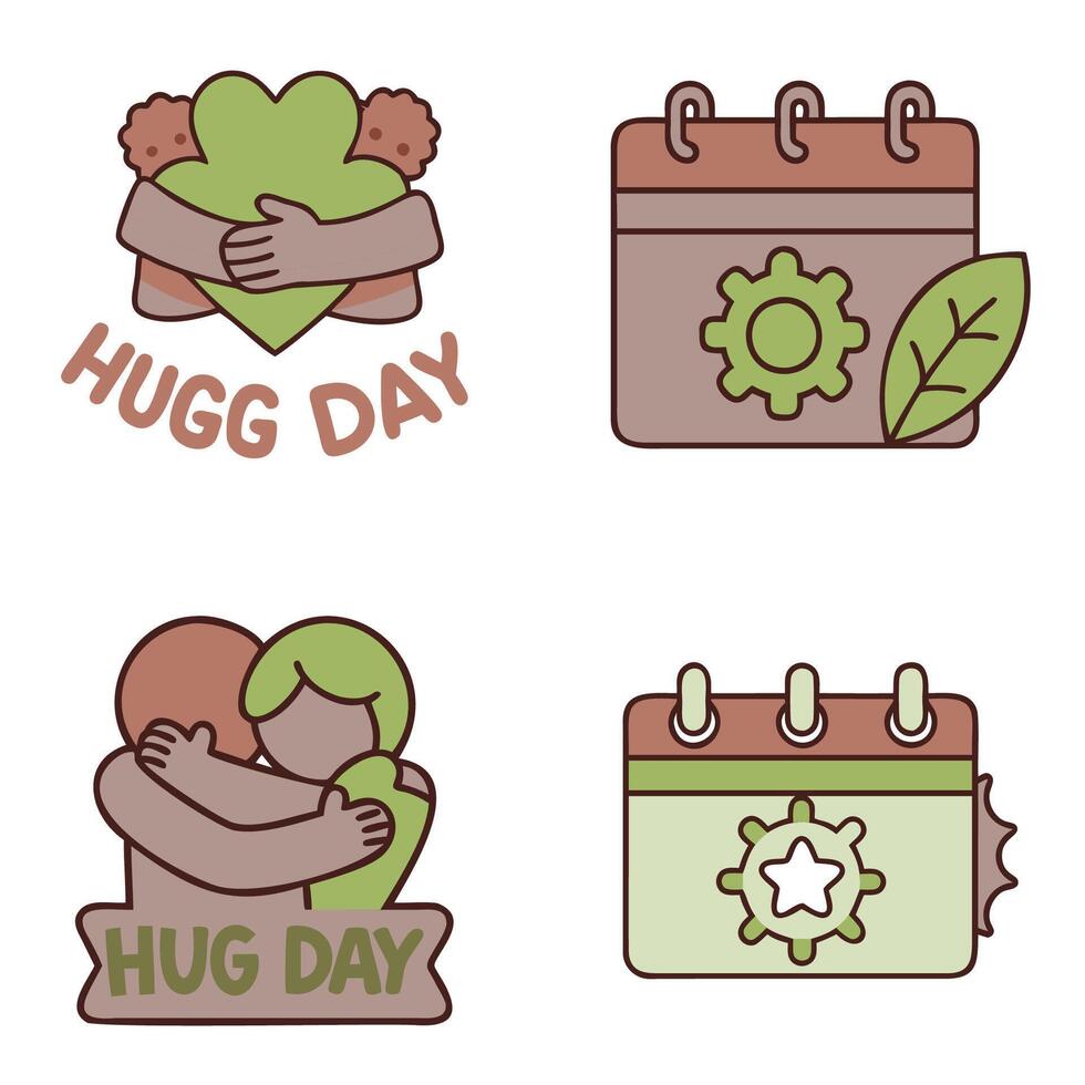 February Day Twelve Hug Day Valentine Week, National Productivity Day vector