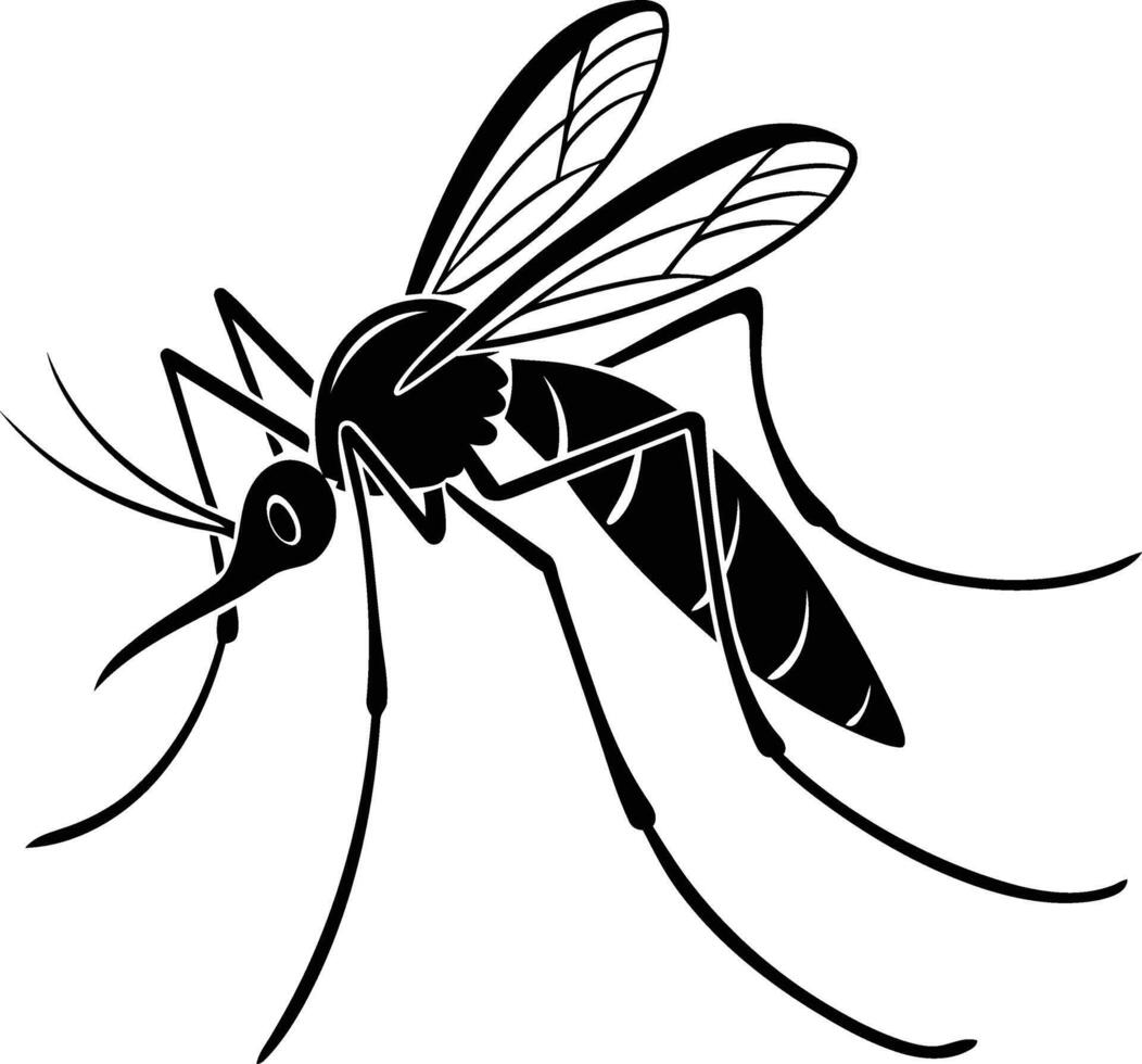 Mosquito silhouette design, Black color Mosquito illustration vector