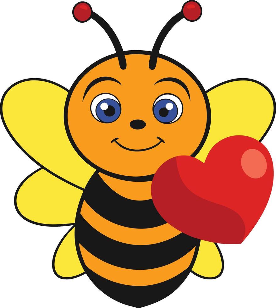 A colorful Cute Bee illustration design, Funny Cute Bee, Cute Bee design vector
