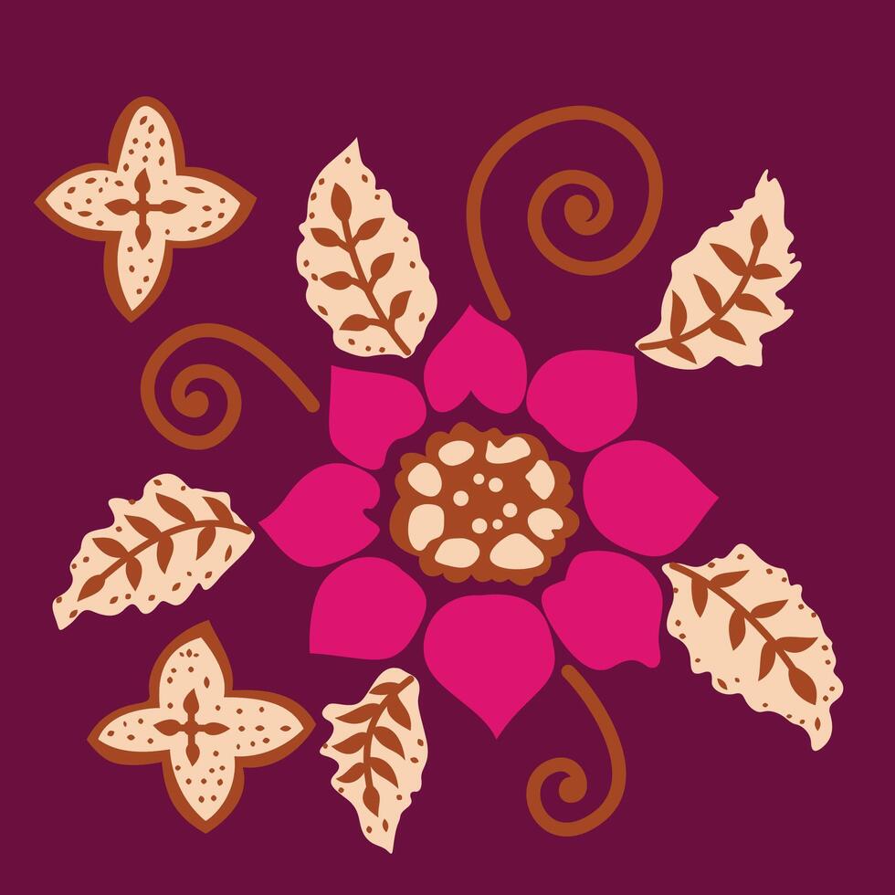 a flower and butterflies on a purple background vector