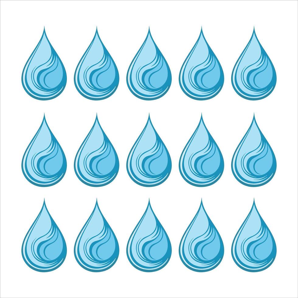 Water drops icon set vector