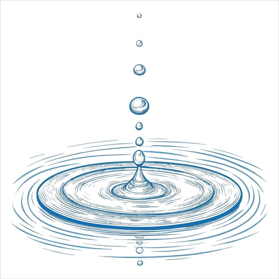 Water drop with ripple illustration vector