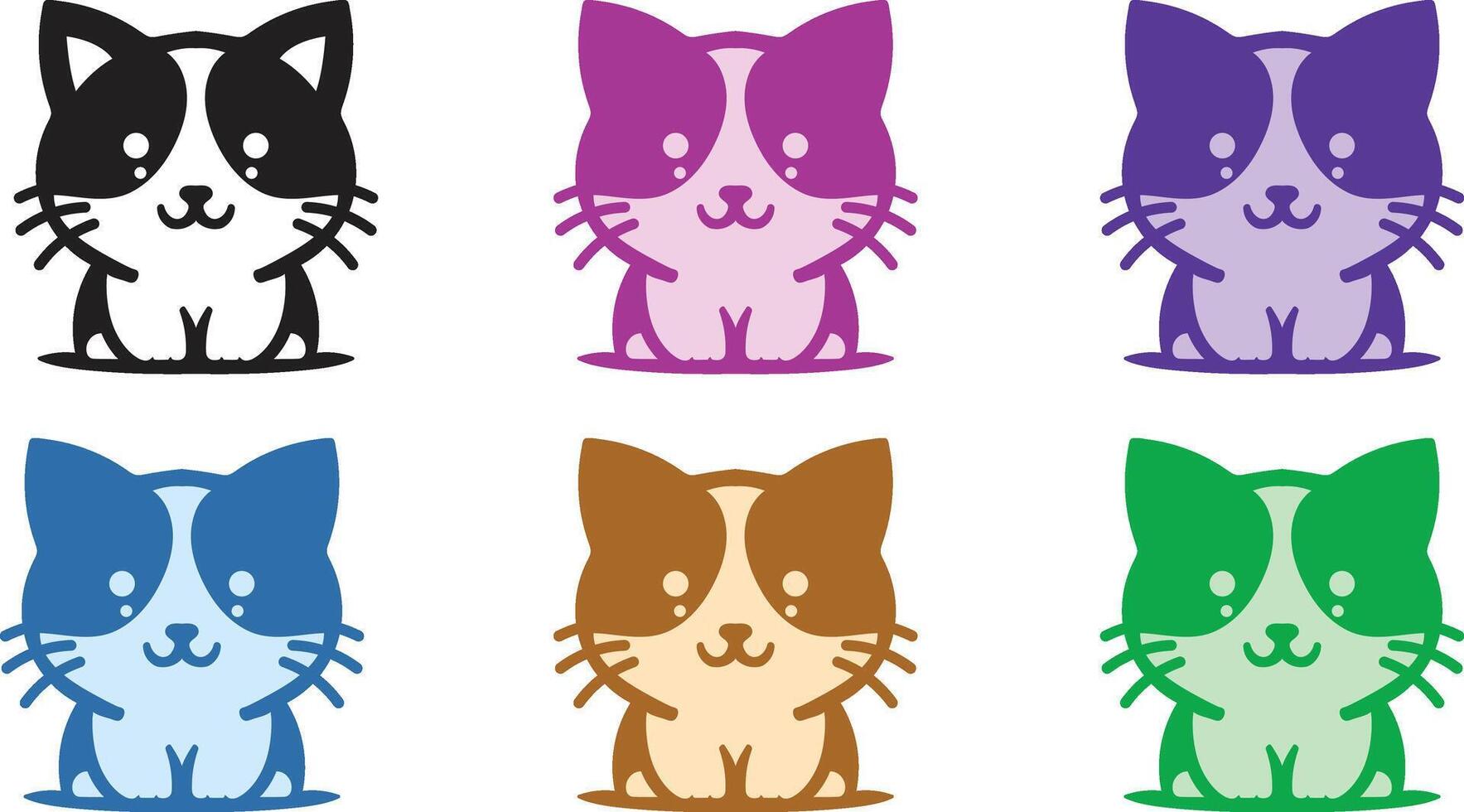Vibrant Collection of Cat Logo Designs in Various Colors Styles and Themes vector