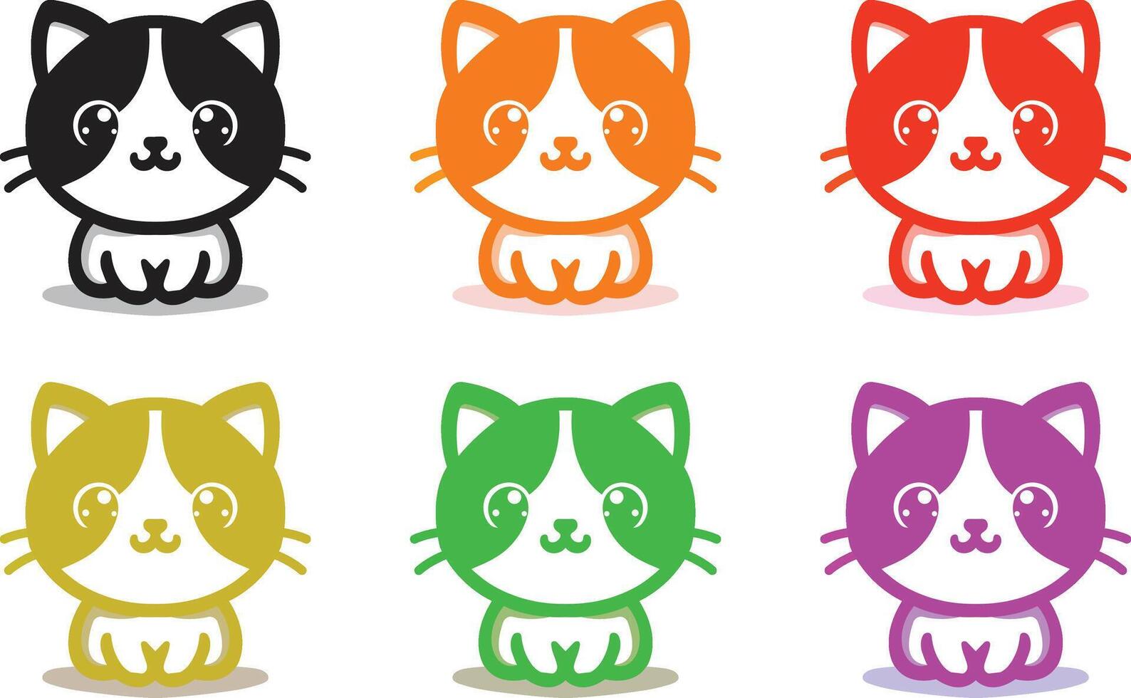 Adorable Cartoon Cat Collection in Vibrant Colors vector