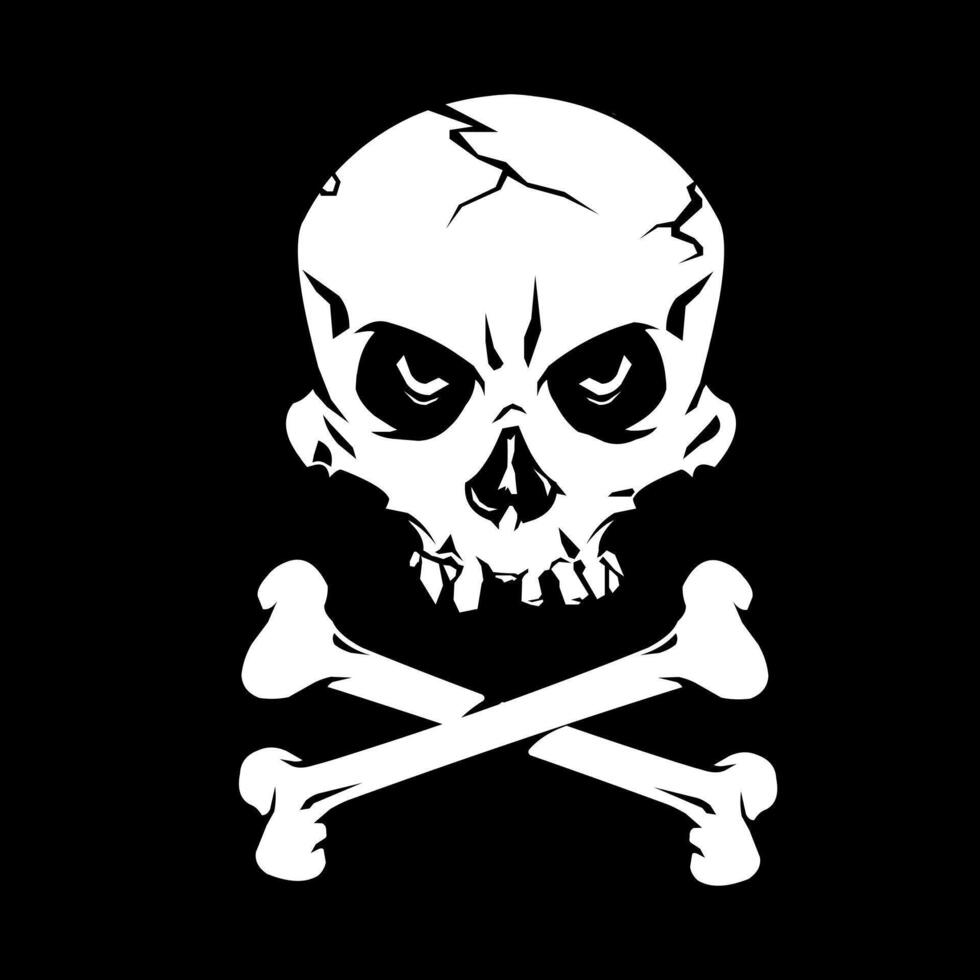Black and White Skull and Crossbones Icon Illustration vector