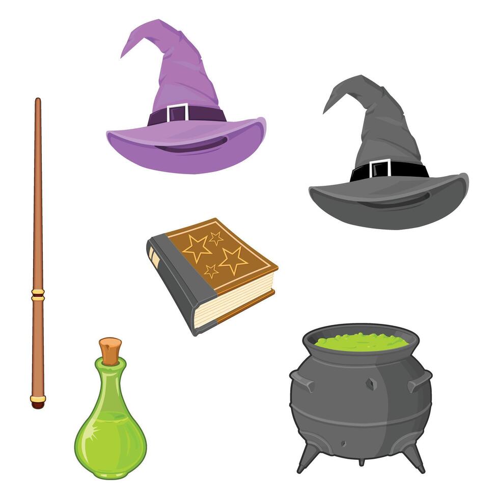 Witch Wizard Magic Icon Set Collection - Color Icon Illustration vector