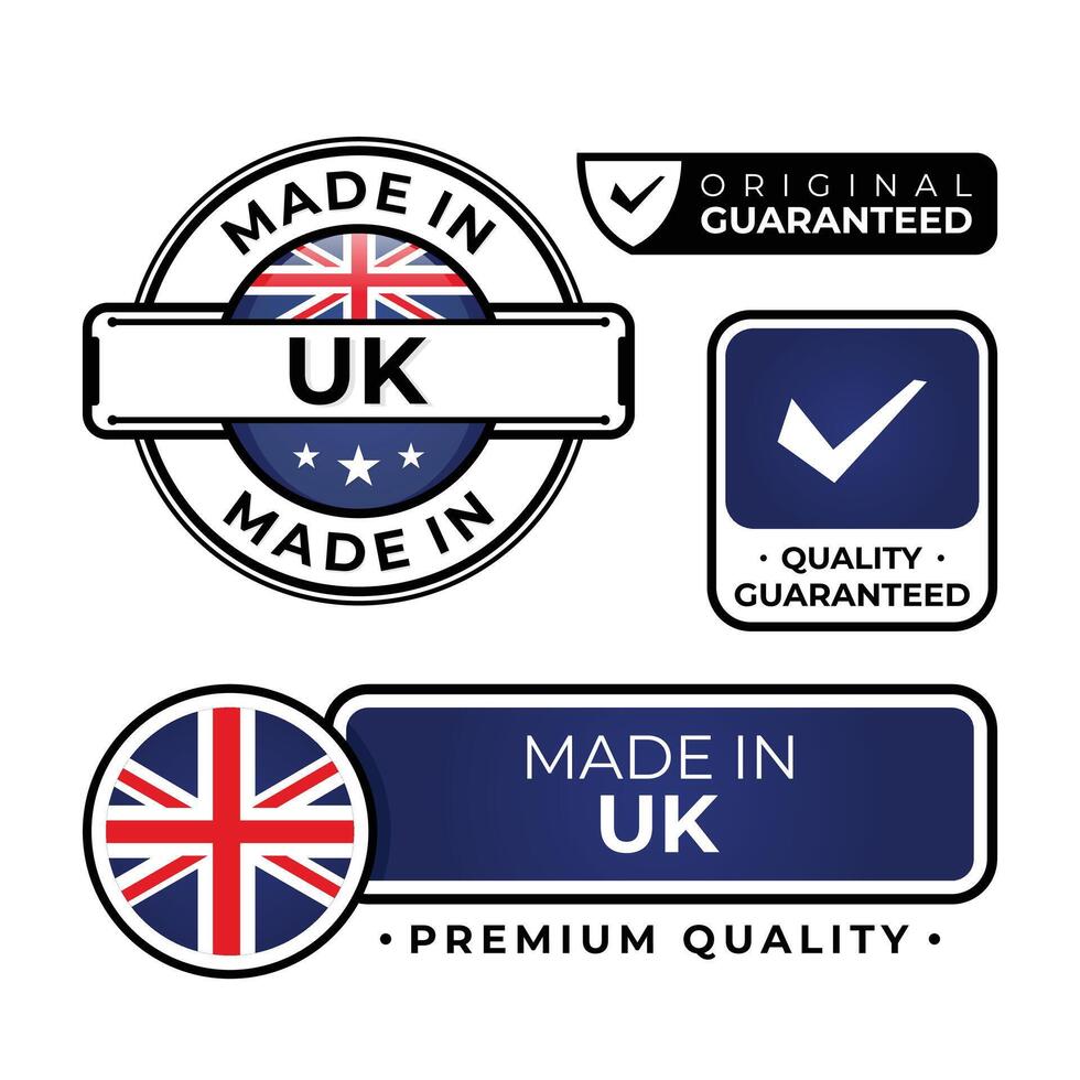 Badge bundle made in United Kingdom label icon emblem isolated on white background vector