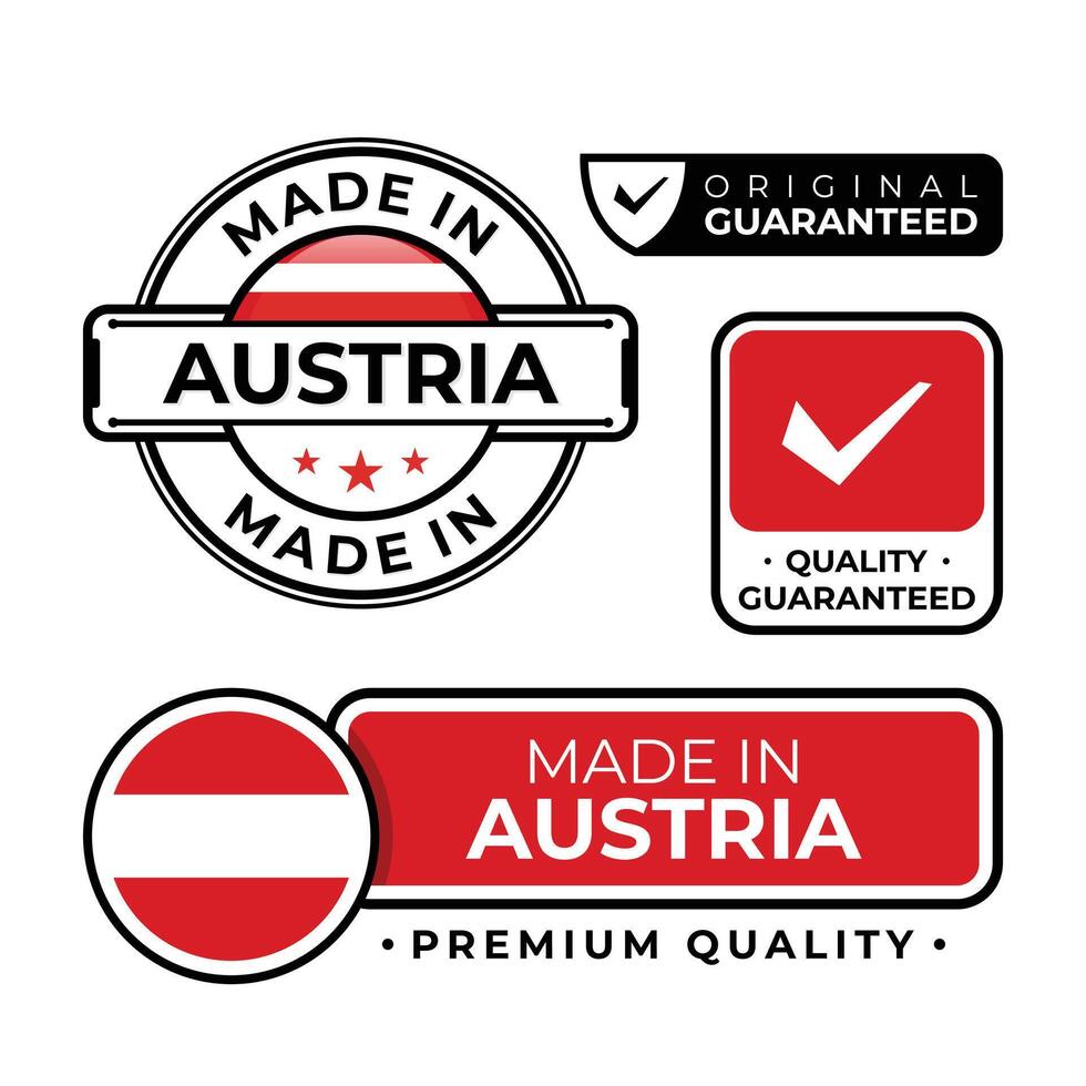 Badge bundle made in Austria label icon emblem isolated on white background vector