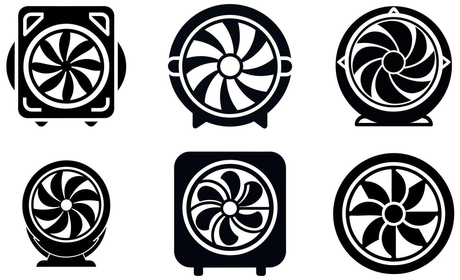 This image showcases a collection of different computer cooling fan designs. vector