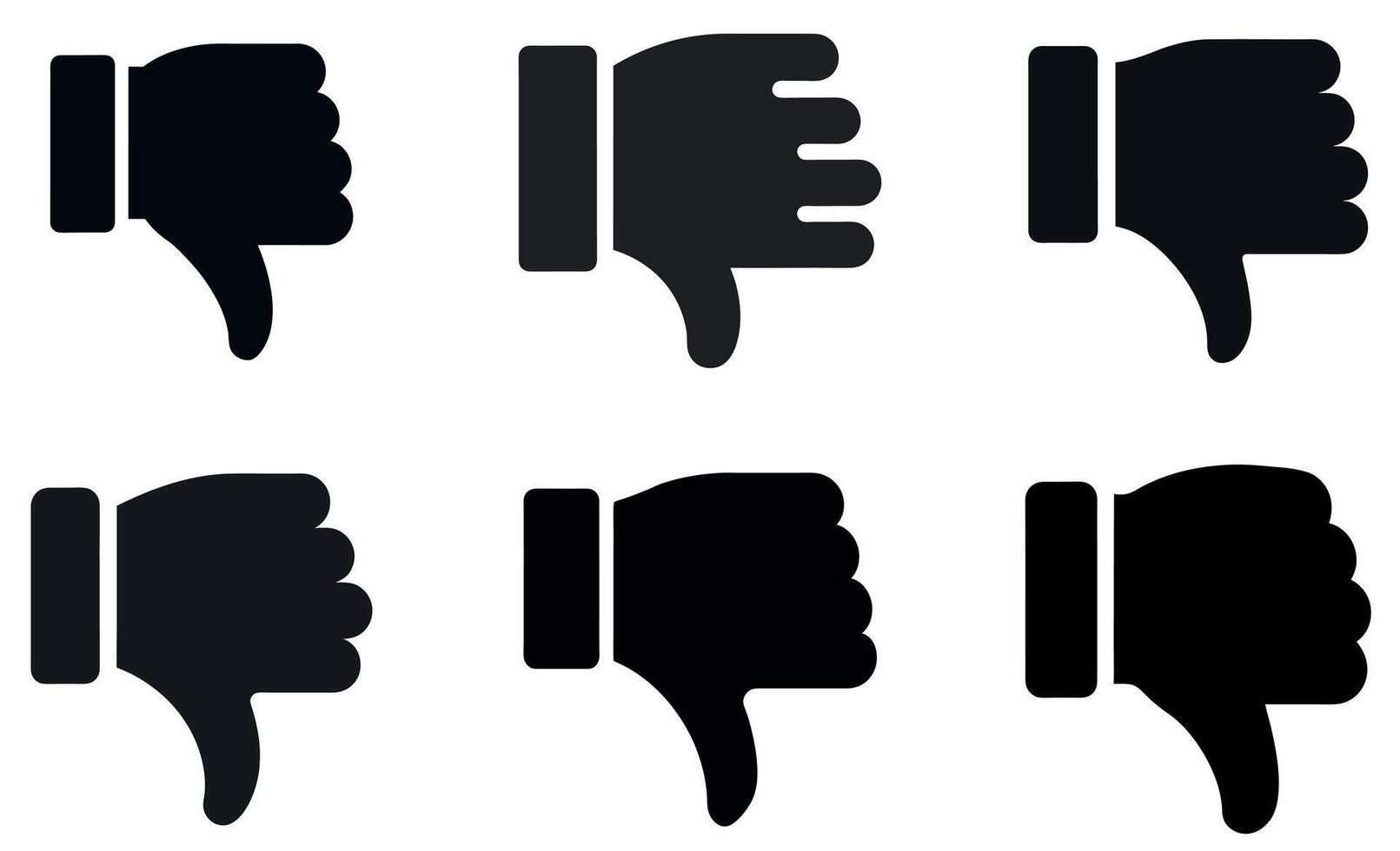 Set of simple black and white thumbs up and down icons. vector